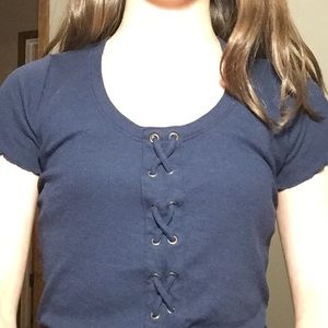 ✨Navy blue ribbed top✨